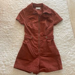 UO Tyson Zip Front Short Sleeve Romper